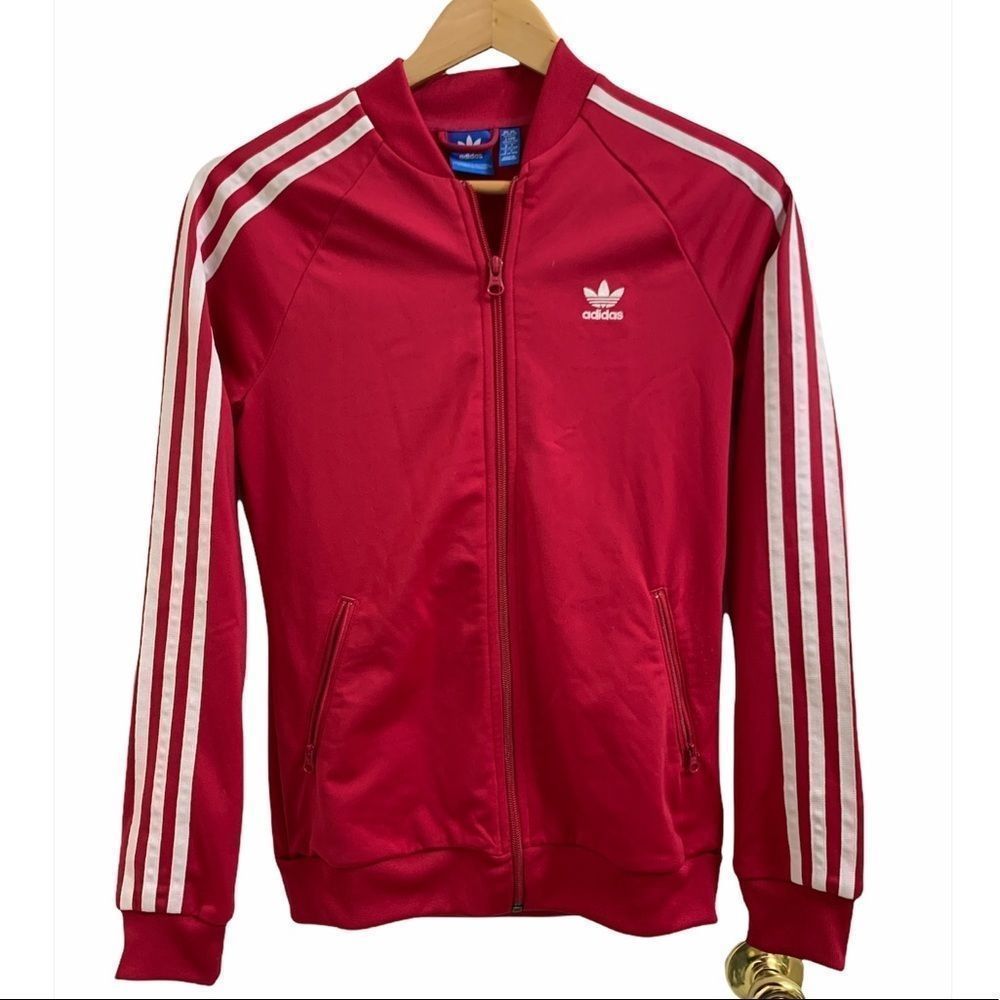 adidas Kids hot pink Jacket with White Stripes